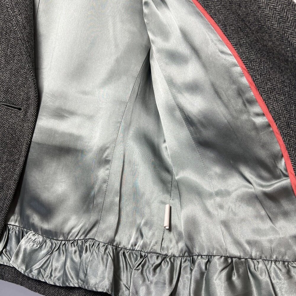 J Crew Womens  Blazer Size 8 Wool Blend Herringbone One Button Long Sleeve Lined - Picture 5 of 9